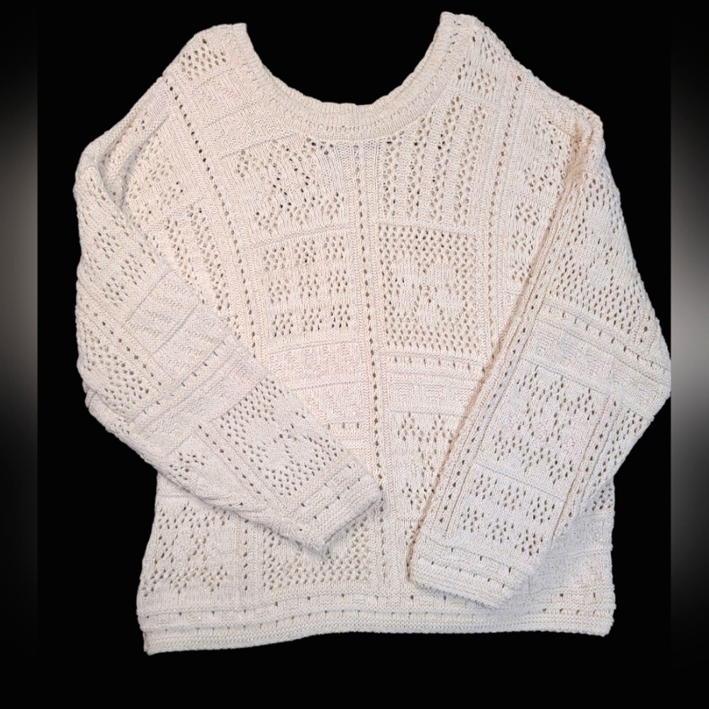 Helium Vintage Oversized Sweater Cream And Gold 100% Cotton Size Small
